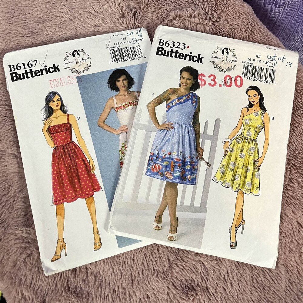 2 Vintage Butterick Dress Patterns - CUT